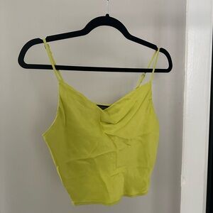 Zara satin effect crop tank top strappy lime green small
